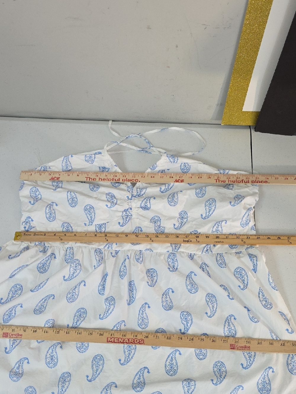 Universal Thread White Maxi Halter Dress with Blue Paisley Plus Size 4X - Picture 14 of 16